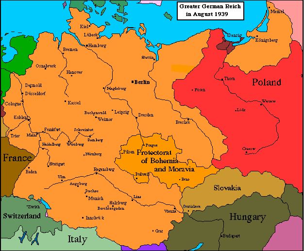 Map of Germany 1939