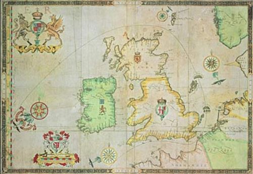 Map of the Spanish Armada's Route. Engraving by Augustine Ryther